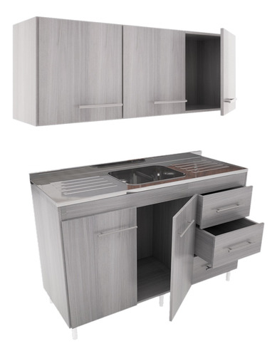 Combo Cocina Bajo Mesada + Alacena 3 Puertas 1.20m Orlandi