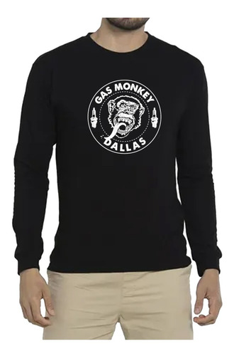 Polera De Algodon Manga Larga De Hombre Diseño De Gas Monkey