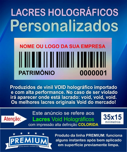 Etiqueta Patrimonial Void Holográfico 35x15 Mm 100 U Cor