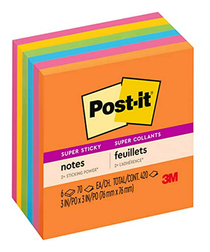 Post-it De Super Sticky Notes, 2x Que Pega La Energía, La En