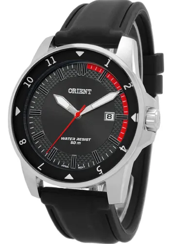 comprar Relógio Orient Masculino Sport Mbsp1039 Aço Silicone Correia Prata Bisel Prata Fundo Preto