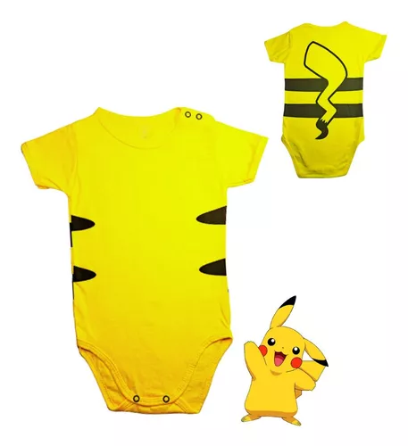 Body Temático Fantasia Bebê Pikachu Pokémon + Touquinha