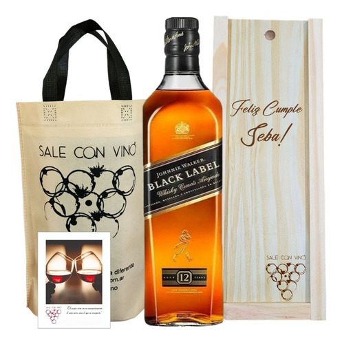 Box Johnnie Walker Black Label Madera Grabado Personalizado