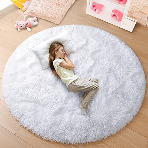 Junovo Round Rug 6x6 Pies Fluffy Soft Area Rugs For Mzr2f