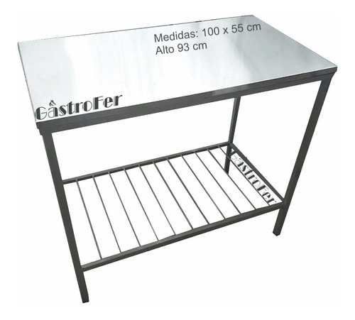 Imagen 2 de 4 de Mesa De Trabajo 100x55 Mesada Acero Inoxidable C/ Rejilla