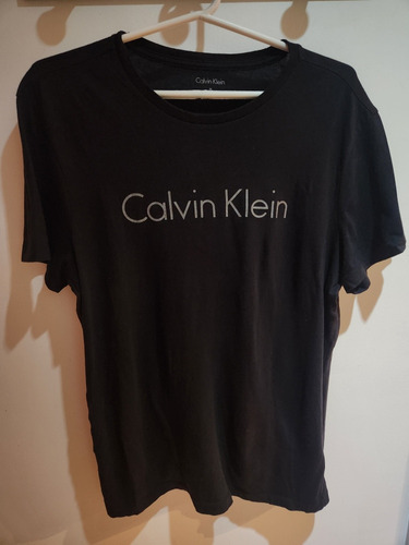 Remera Algodon Manga Corta Calvin Klein Negra Importada