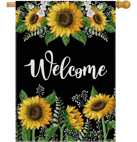 Pingpi Bienvenido Girasol Casa Grande Bandera Vertical Doble