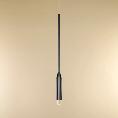 Pendente Tubo 42xø2,5cm Alumínio E Acrílico Preto Pd1821
