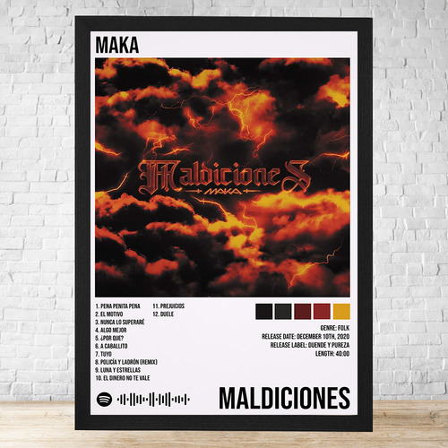 Cuadro Maka Maldiciones 30x40 Con Vidrio Y Marco C580 Negro Clasico