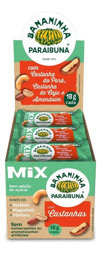 Bananinha Mix Castanha Pará Paraibuna Zero Vegana 18gx20