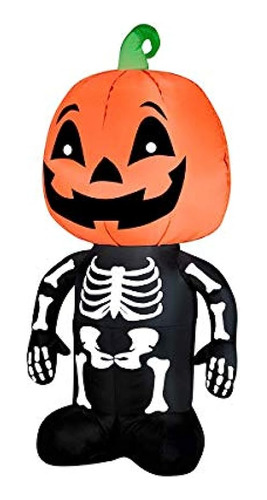 Inflables Inflable De Esqueleto Con Cabeza De Calabaza