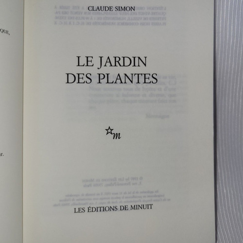 Imagen 4 de 8 de Le Jardin Des Plantes Claude Simon Editions De Minuit 1994