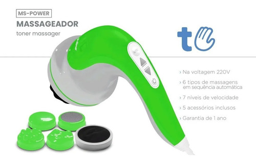 Imagem 4 de 5 de Massageador Body Massage C/ 5 Acessórios Ms-power Techline
