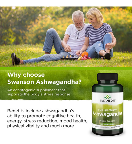 Swanson | Full Spectrum Ashwagandha 450 Mg | 100 Caps Sabor Sin Sabor