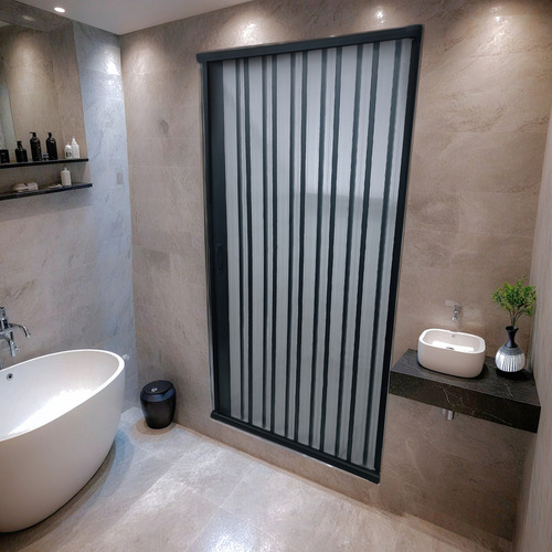 Box Para Banheiro De Pvc 185x70cm Sanfonado Frontal Bcf Wt