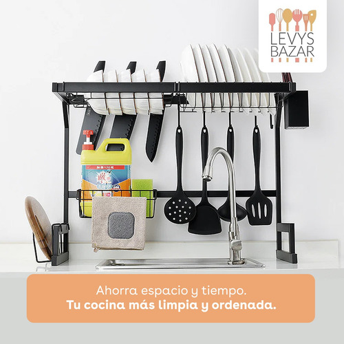Imagen 5 de 9 de Seca Platos Escurridor Bacha Aluminio Inoxidable Organizador