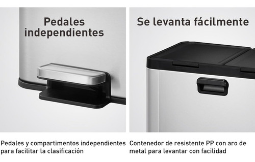 Bote De Basura Rectangular Doble Compartimento Acero Inoxida