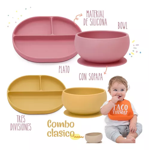 Set Alimentación Plato Tres Divisiones+ Bowl Silicona Bebe