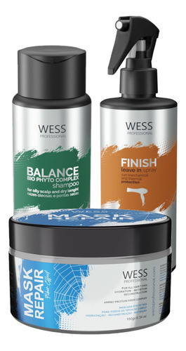 Kit Wess Balance Shampoo 250ml + Mask 180g + Finish 250ml