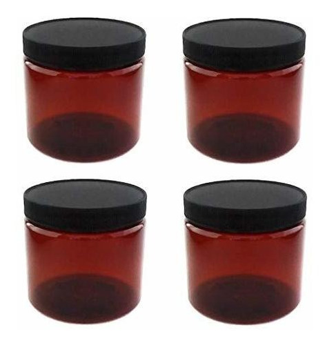 Contenedor Rellenable - Amber Plastic Jars 16 Ounce With Bla