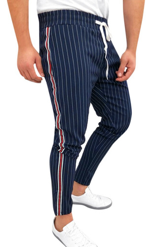 Pantalones De Chándal Con Cordón A Rayas Para Hombre