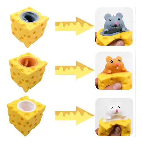 Juguete Squishy Suave Para Apretar Y Aliviar El Estrés, Queso Y Ratón 3 Piezas De