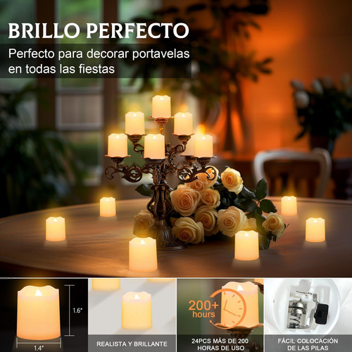 Velas Led Sin Llama, 24 Pcs Velas Led Con Ambiente Romántico