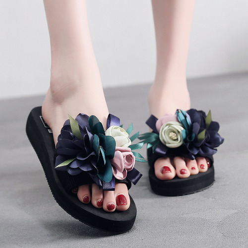 Sandalias De Verano Con Cuñas De Flores Bohemias Para Mujer,