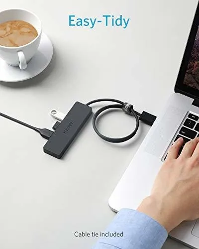 Anker - Hub De Datos Ultrafino Usb 3.0 De 4 Puertos Con Cabl