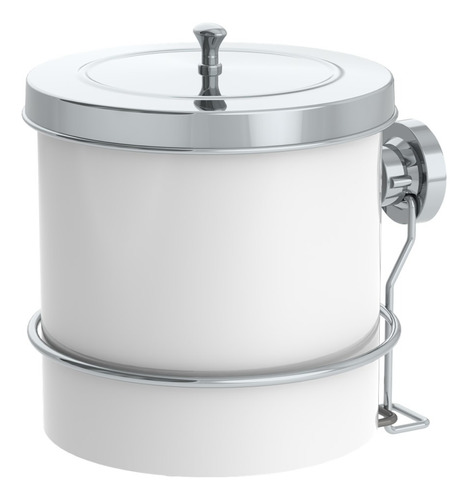 Lixeira Com Suporte Ventosa 5l De Cozinha Branco Cromado Cor Branco/cromado