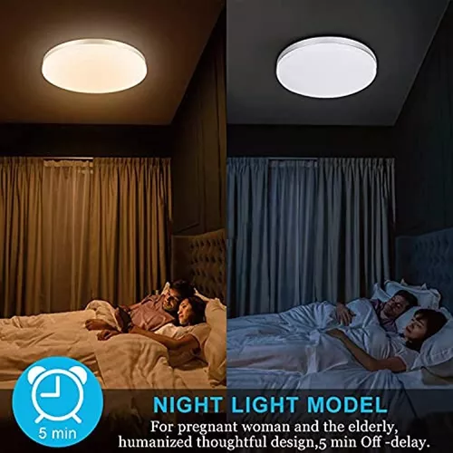 DLLT - Lámpara de techo LED regulable moderna de 24 W con control remoto,  13 pulgadas, redonda, cerca de techo, para dormitorio, cocina, comedor