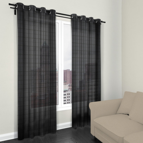 Cortinas Traslucidas Con Aros 2.80x2.10 M 2 Pzas Alfer Home Color Negro