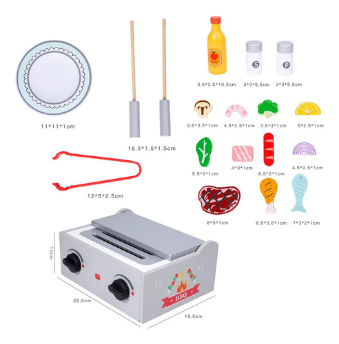 Juego De Barbacoa De Madera, Juego De Comida, Juguete De