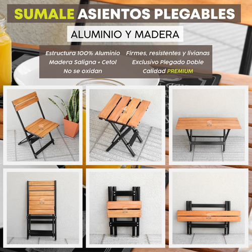 Mesa Plegable Ratona Aluminio Madera Negra 60x50 Premium
