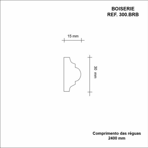 Kit C/10 Barras Boiserie Mdf 3cm X 15mm X 2,40m Liso Wt