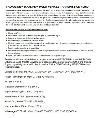 Kit Afinación Transm Automá Jetta 2.0 2.5 11-14 Valvoline 5l