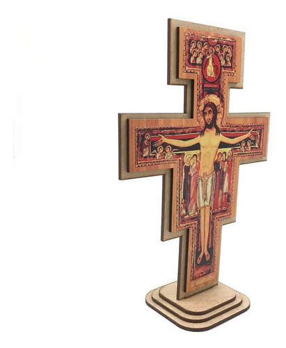 Crucifixo Cruz São Damião São Francisco De Mesa 20 Cm