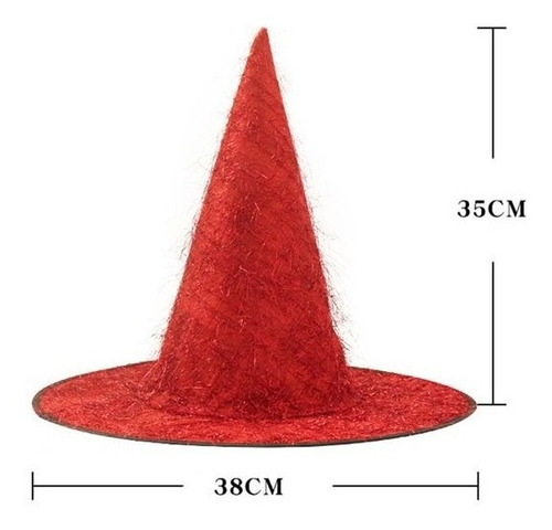 Sombrero Bruja Con Pelito Brilloso X 3 - Halloween Cotillon