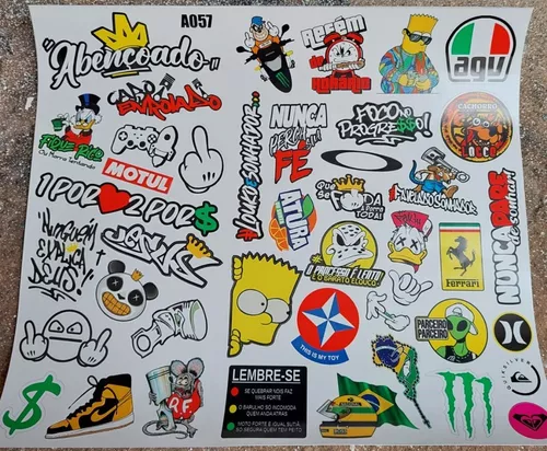 Cartela 18 de Adesivos Tuning Individual Stickers Moto Carro Bike