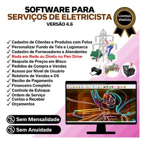 Software Ordem De Serviços Para Eletricista + Financeiro 4.6