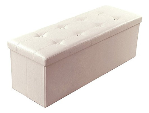 Banco Otomano Plegable Con Almacenamiento Color Beige