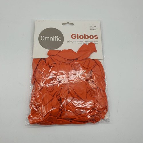 Globos Color Naranjo 100 Unidades Tamaño 25 Cm