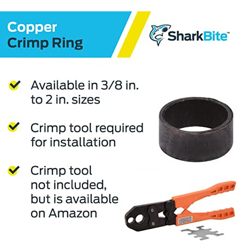 Anillo De Cobre Sharkbite 1/2puLG, Pack 100, Tubera Pex, Pe-