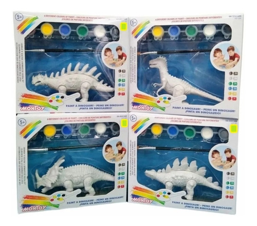 Juguete Didáctico Para Pintar Dinosaurios 6 Colores Set