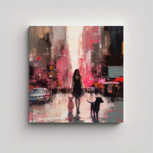 60x60cm Cuadro Lienzo Nueva York Estilo Jeremy Mann I Flores