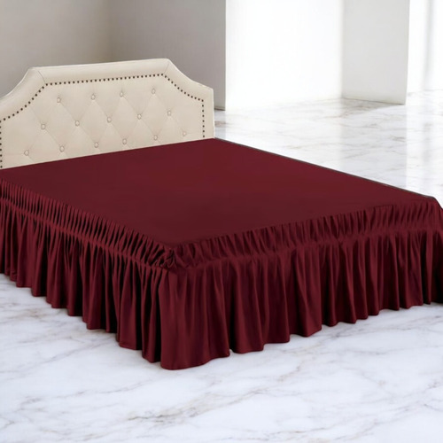 Faldón Para Cama 1.5 Plazas Elasticados Unicolor Poliéster