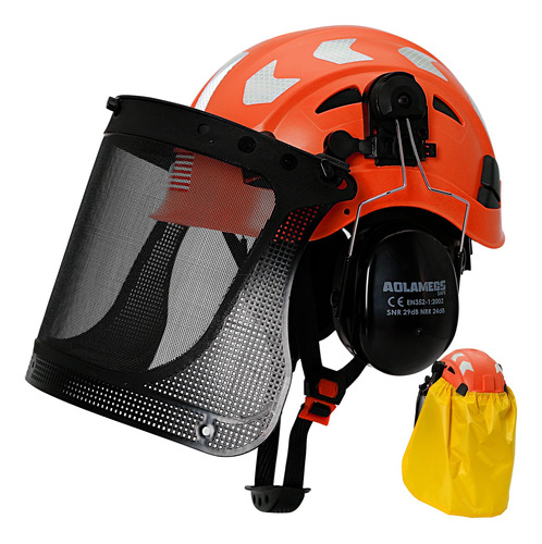 Aolamegs Casco De Seguridad Forestal Con Protector Facial De