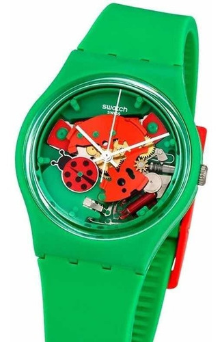 Reloj Swatch Choupette Gg220 De Caucho Verde Para Niños