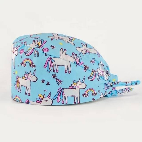 Cofia Gorro Clínico Botón Para Mascarilla De Unicornios G126