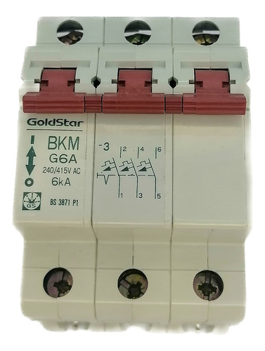 Breaker Riel 3polos 6amp Goldstar Bkm 6a